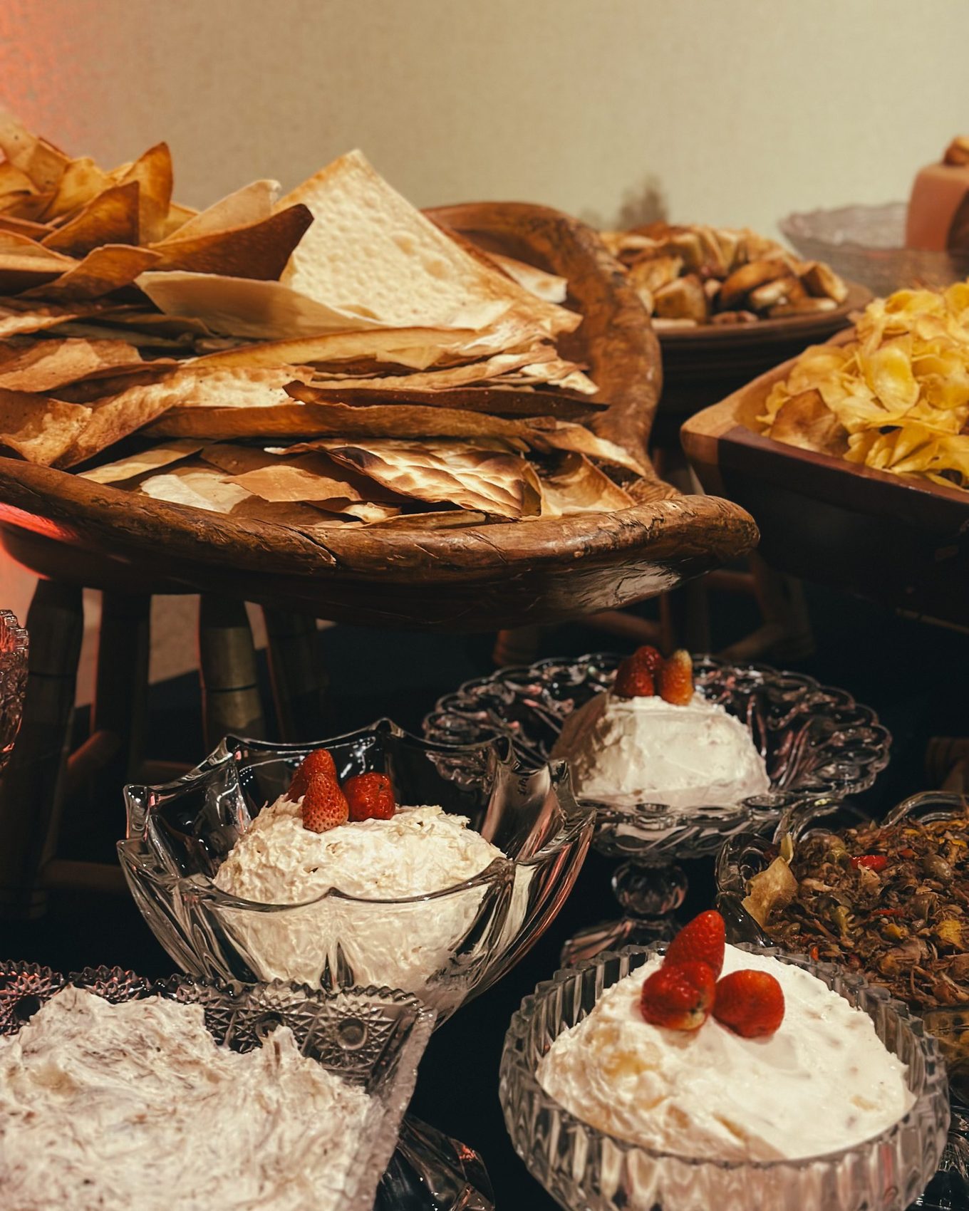 Crackers e cremes em cristal